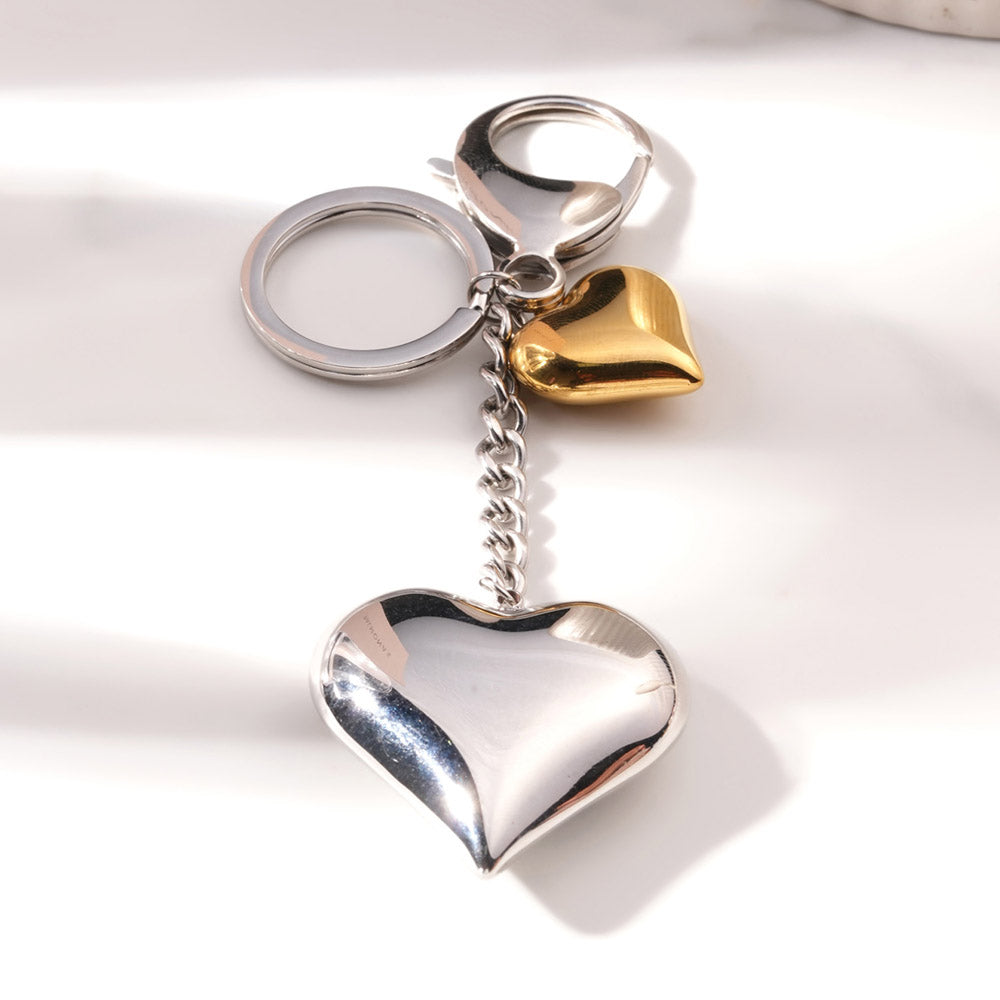 Heart Charm Dual-Tone Keychain