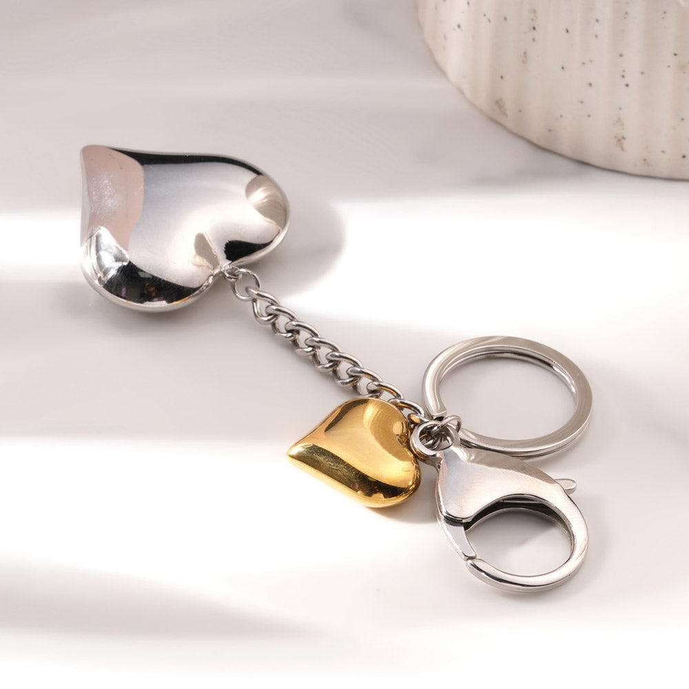 Heart Charm Dual-Tone Keychain