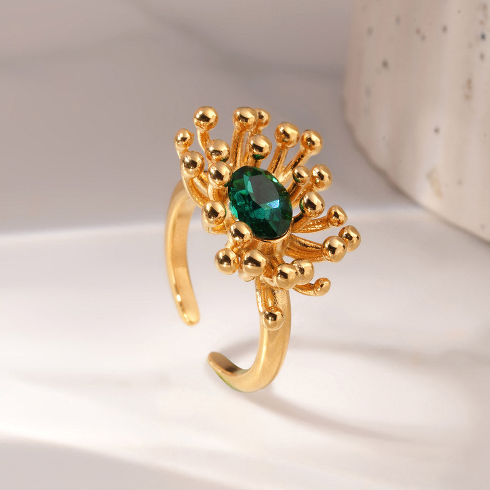 Gold Bust CZ Stone Ring