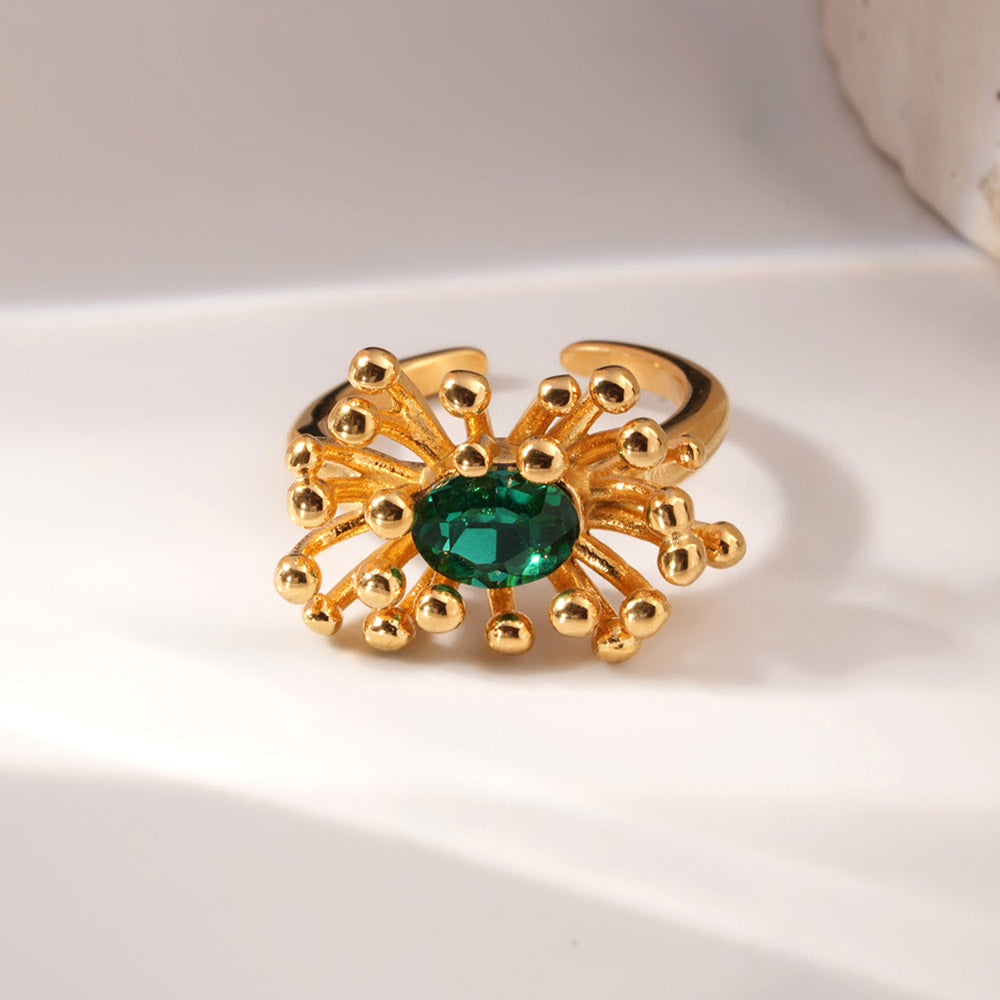 Gold Bust CZ Stone Ring