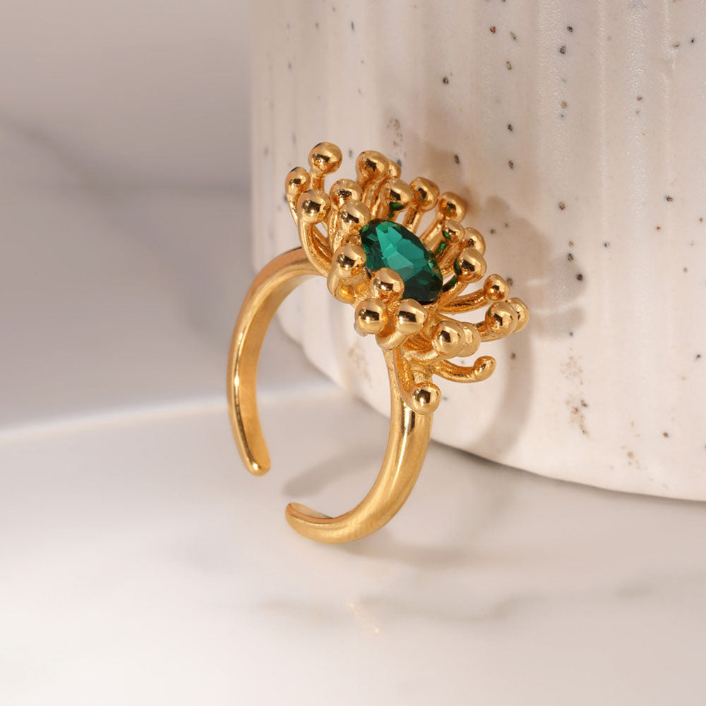 Gold Bust CZ Stone Ring