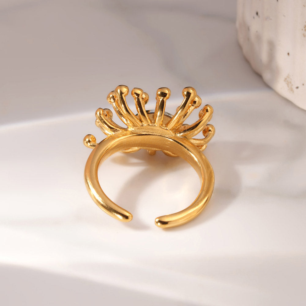 Gold Bust CZ Stone Ring
