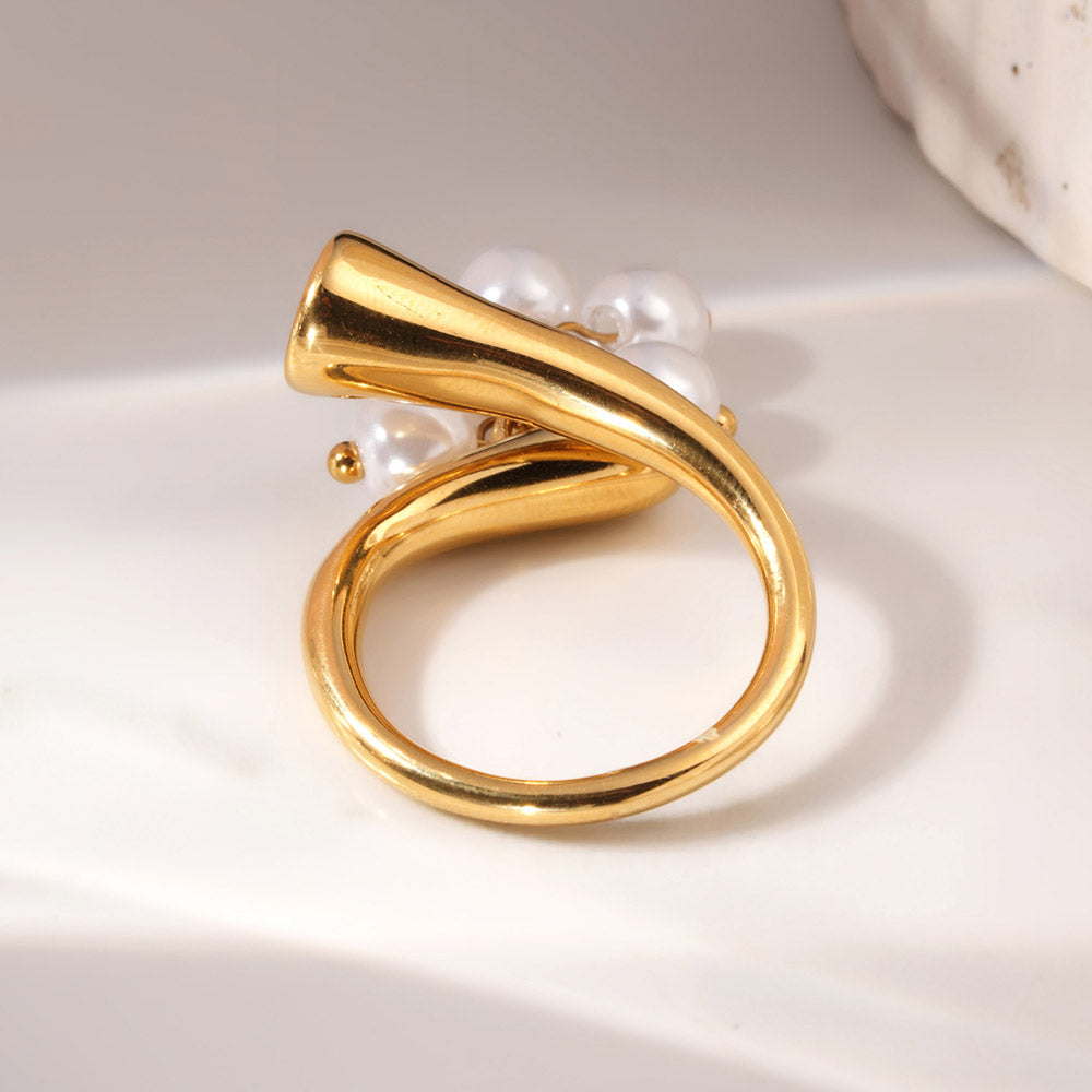 Ornate Pearls Tassel Ring